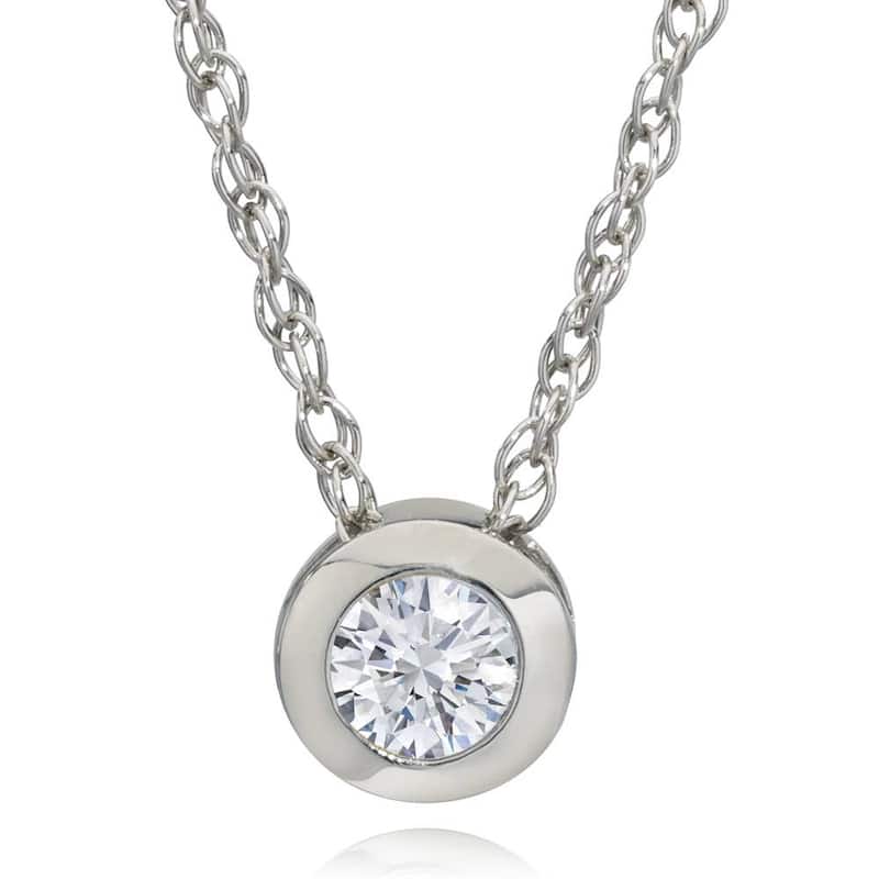 Bliss Diamond 1/3ct Bezel Solitaire Pendant White Gold - White - 18 Inch