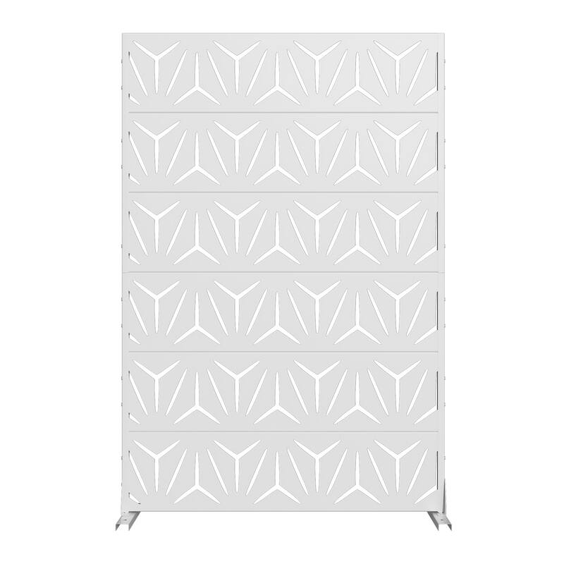 72" H×47"W Dovelina Black Outdoor Freestanding Metal Privacy Screen Decorative Garden Fence - White - 72"x47"
