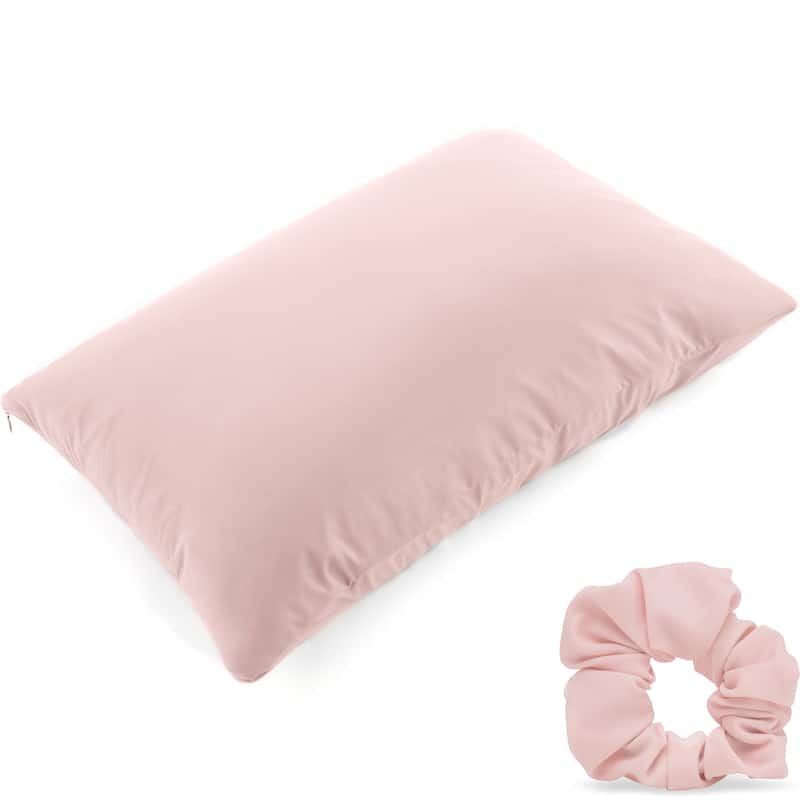 Beauty Pillow Cover Keeps Hair Tangle Free and Bonus Matched Scrunchie - Cream Peach - King - 20" x 36"