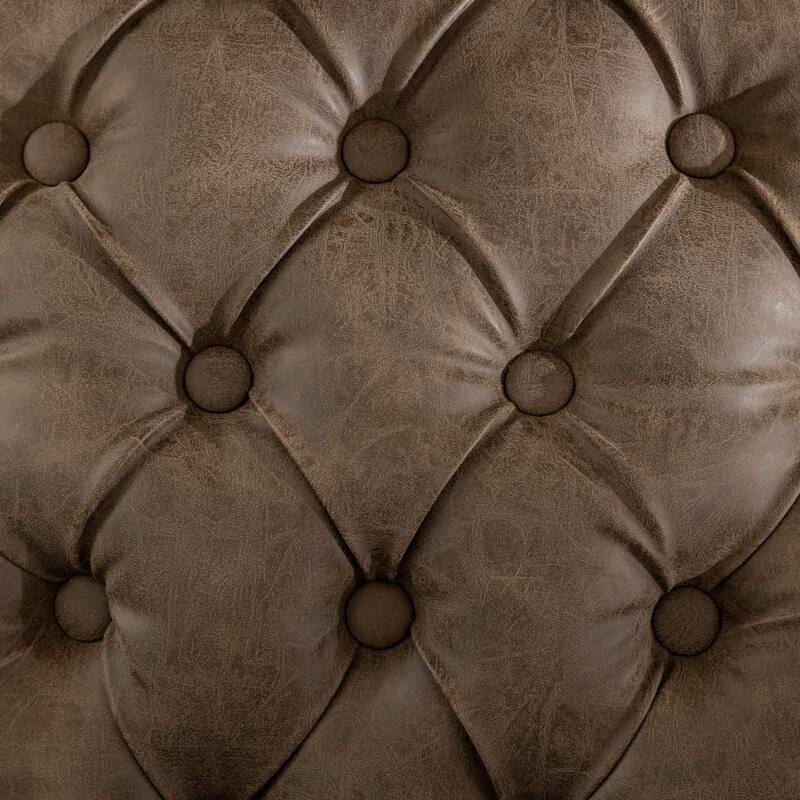 GDF Studio - French Traditional Wood PU Upholstered Dining Chairs with Tufted Back & Nailhead Trim, Set of 2