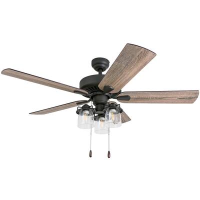 52" Prominence Home Briarcrest Bronze Farmhouse LED Ceiling Fan with Light, Pull Chain