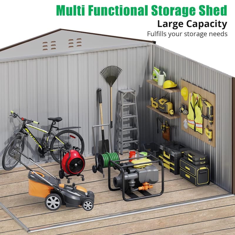 Outdoor Storage Shed, with Sloped Roof & Lockable Door
