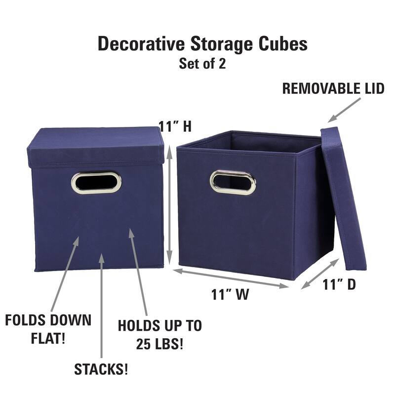 Household Essentials Lidded Navy Storage Cubes (Pack of 2)