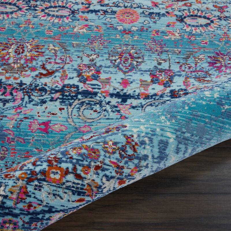 HomeRootsFloral Transitional Round Area Rug - 72' X '72' X '0.5