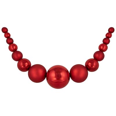 6' Red Shiny and Matte Shatterproof Ball Christmas Swag