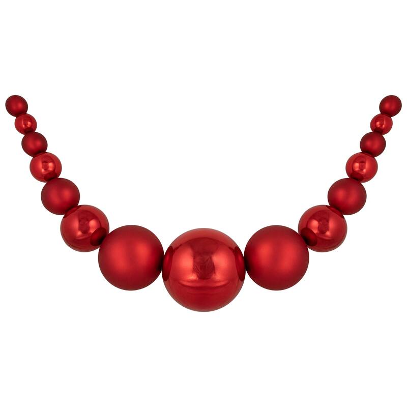 6' Shiny and Matte Shatterproof Ball Christmas Swag - Solid Red