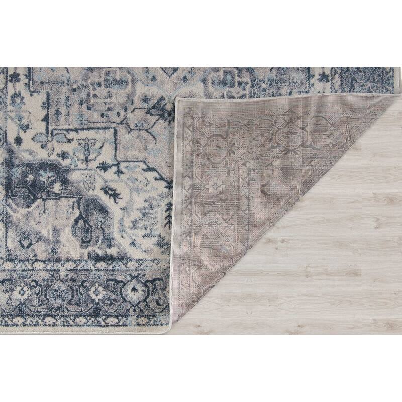 Blue Ivory Traditional Persian Area Rug Tapis Living Room