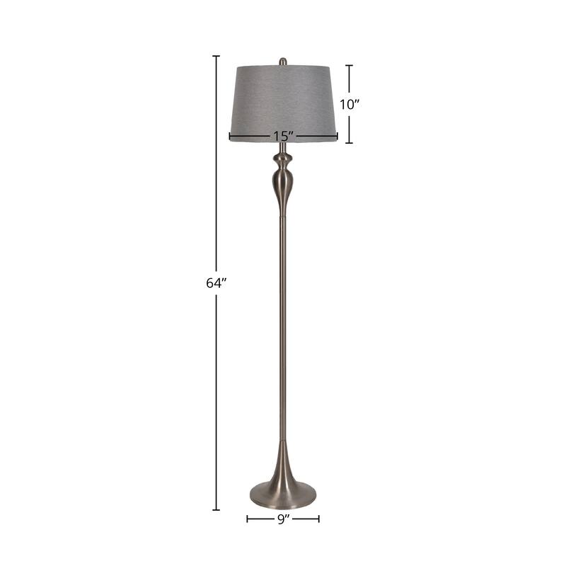 Braddock 3Piece Floor and Table Lamp Set with Linen Shade, Brushed