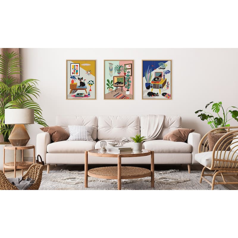 Kate and Laurel Sylvie Chill Out Framed Canvas Art Set by Rachel Lee