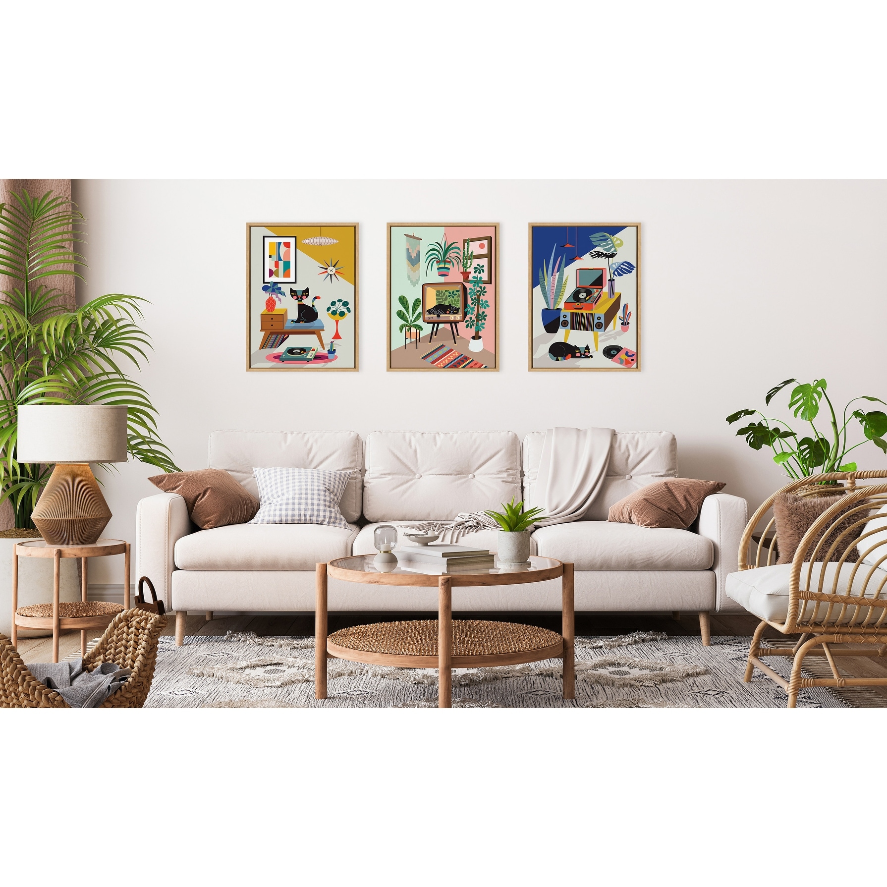 Kate and Laurel Sylvie Chill Out Framed Canvas Art Set by Rachel Lee