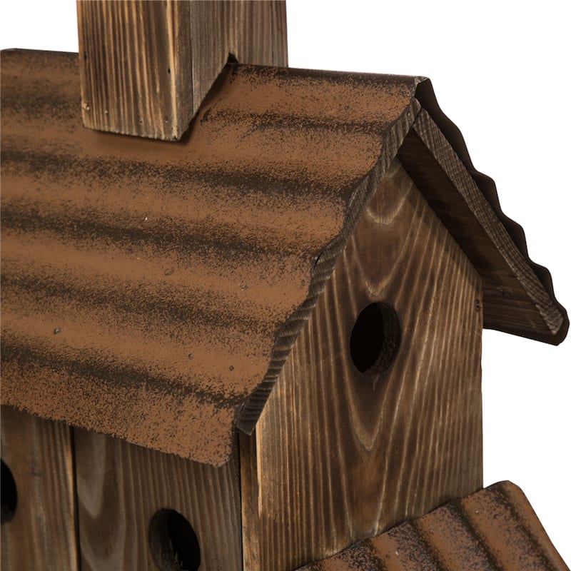 Glitzhome 12"H Rustic Distressed Wood Natural Birdhouse