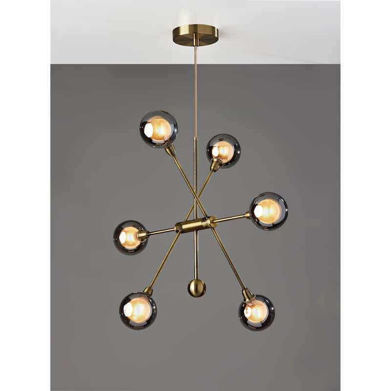 Starling Antique Brass 6 Light LED Chandelier