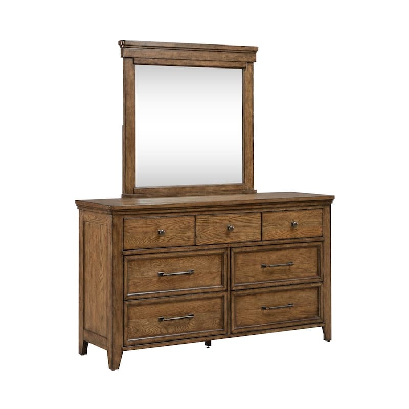 Liberty Furniture Carolina Park Panel Bed, Dresser & Mirror, Chest, Nightstand - King, Queen