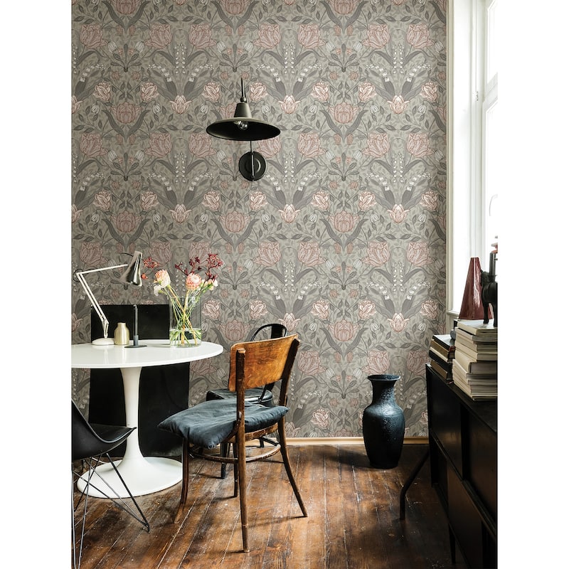 A-Street Prints Filippa Grey Tulip Wallpaper