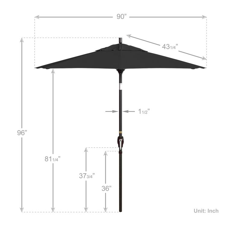 California Umbrella 7.5' Rd. Aluminum Patio Umbrella, Crank Lift with Push Button Tilt, Bronze Finish, Pacifica Fabric