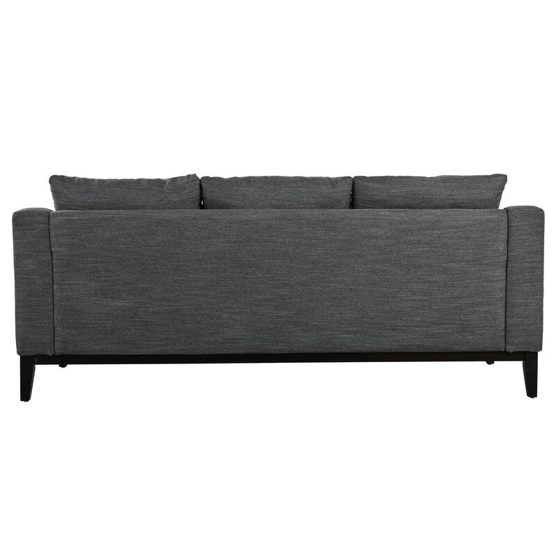 3 Seat Fabric Sofa, Couch Upholstered Leisure Couches with Deep Seats, Modern Square Arms Sofa with Wooden Legs
