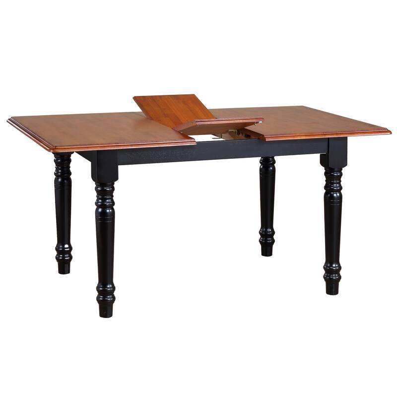 Distressed Rectangular Wooden Dining Table - 60" - Antique Black and Brown