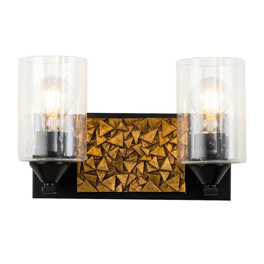 2 Light Bath/Vanity Light in Black and Gold