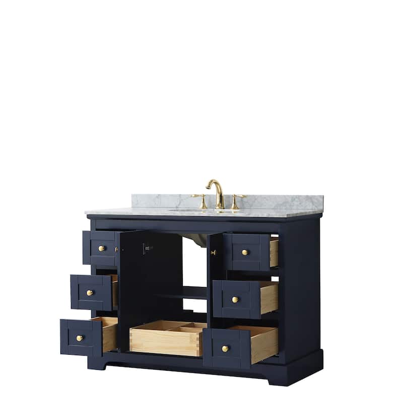 Avery 48-inch Single Vanity, Marble Top, Oval Sink, No Mirror