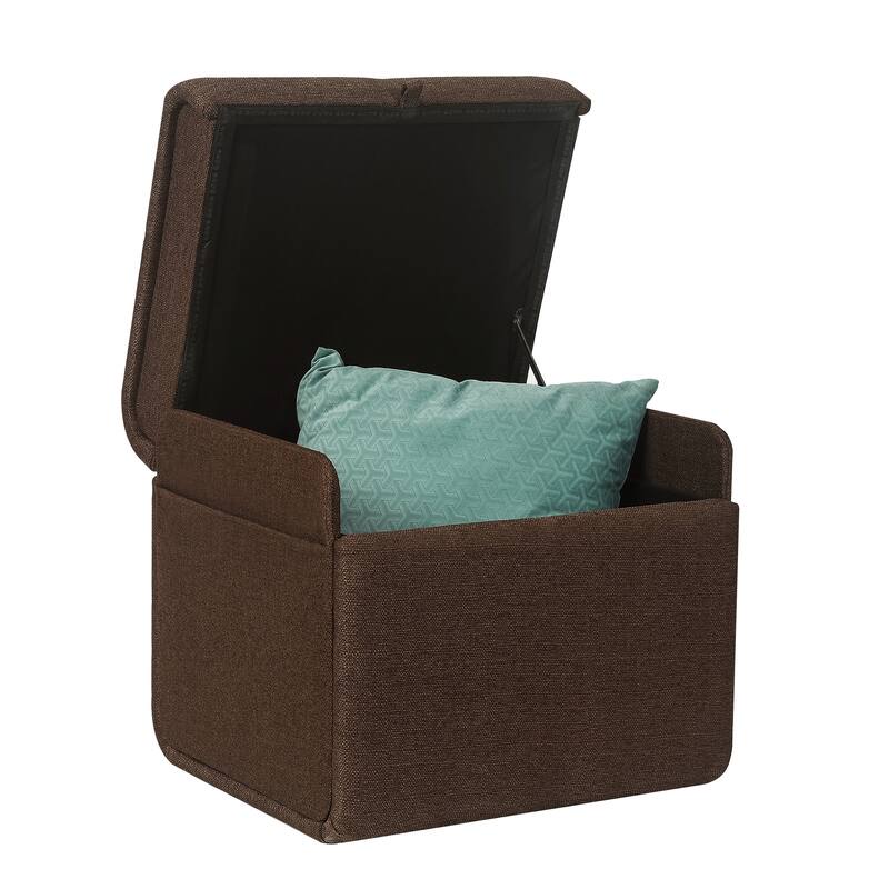 Adeco Storage Ottoman Linen Foot Stool for Living Room Bedroom