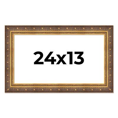 24x13 Frame Vintage Gold Solid Wood Picture Frame | 2.5 Inch Moulding