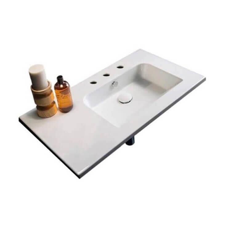 Nameeks Scarabeo 5212-Three Hole Etra 32-1/2" Rectangular Ceramic Wall - White
