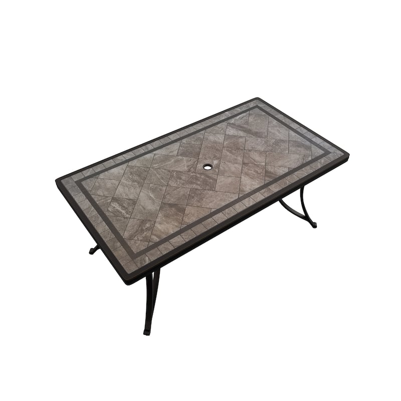 Rectangle Aluminum 67 in. Length Outdoor Dining Table with 2in Umbrella Hole - Black