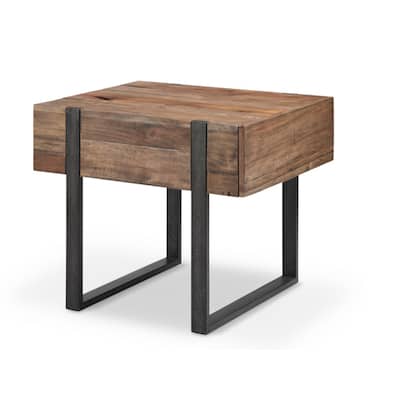 Magnussen Home Prescott Rustic Honey And Distressed Iron Rectangular End Table - 22''W x 26''D x 24''H