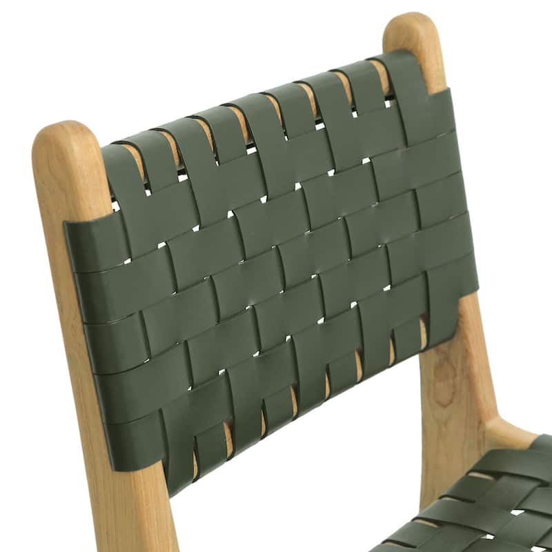 Poly and Bark Banda Teak & Leather Counter Height Stool - Solid Wood Frame