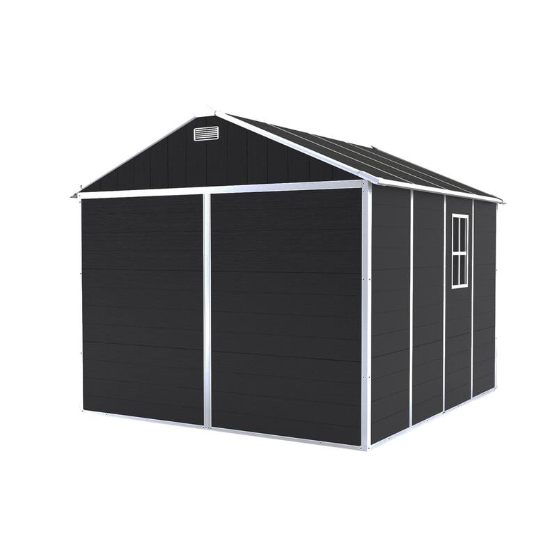 8*8ft Resin Storage Shed, High Quality PP Material, Waterproof, Rust And UV Proof, Large Storage Space, 12mm Thick PP Board