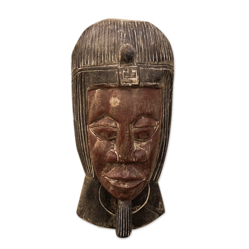 Novica Handmade King Head African Wood Mask