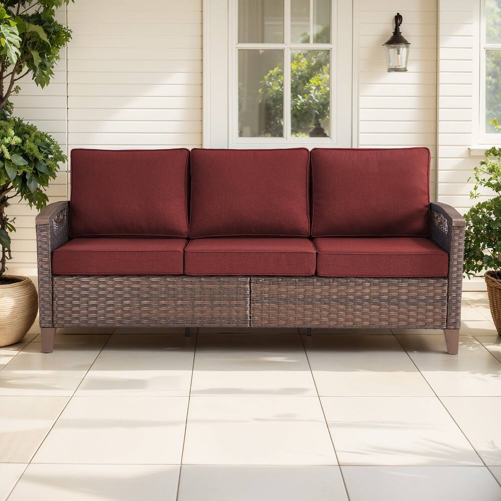 Gymojoy 74'' 3-Seat Outdoor Durable Patio Sofa with Water-Resistant Olefin Fabric Cushions