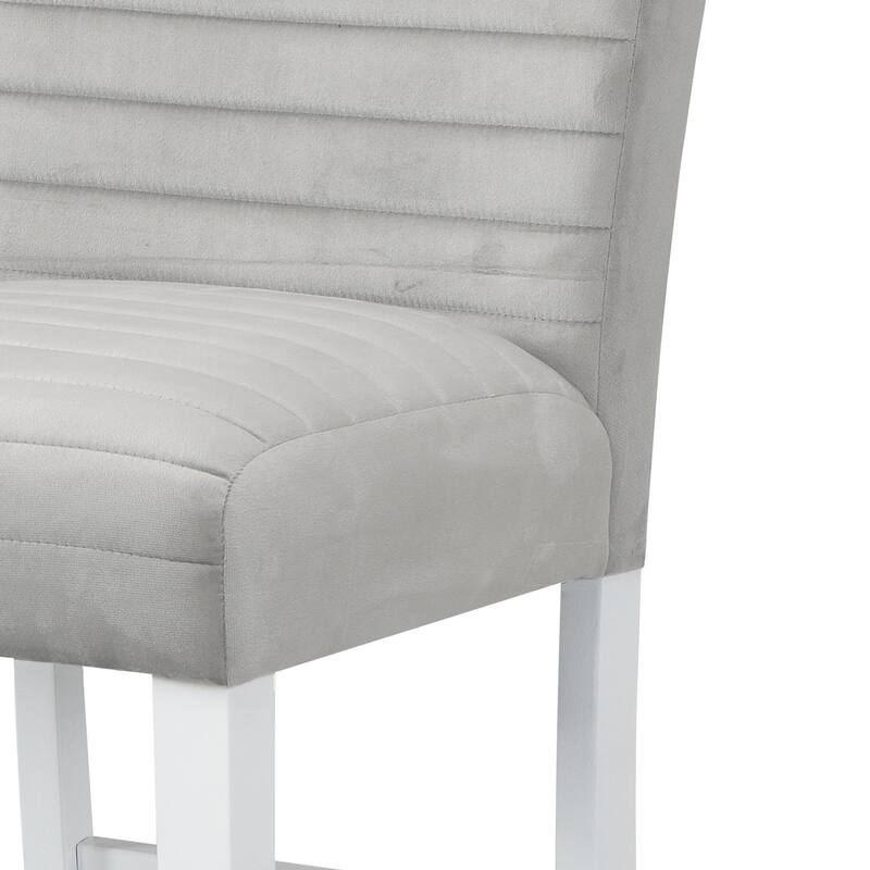 Elizaveta Gray Velvet &White High Gloss Finish Counter Height Chair (Set of 2)