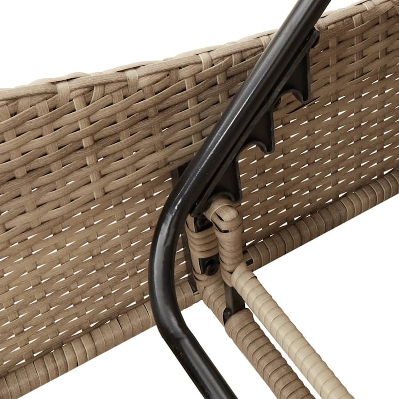 vidaXL Patio Sun Lounger Beige PE Rattan, Powder-Coated Steel Extra Long - 23.6" x 80.7" x 28.7"/ 1