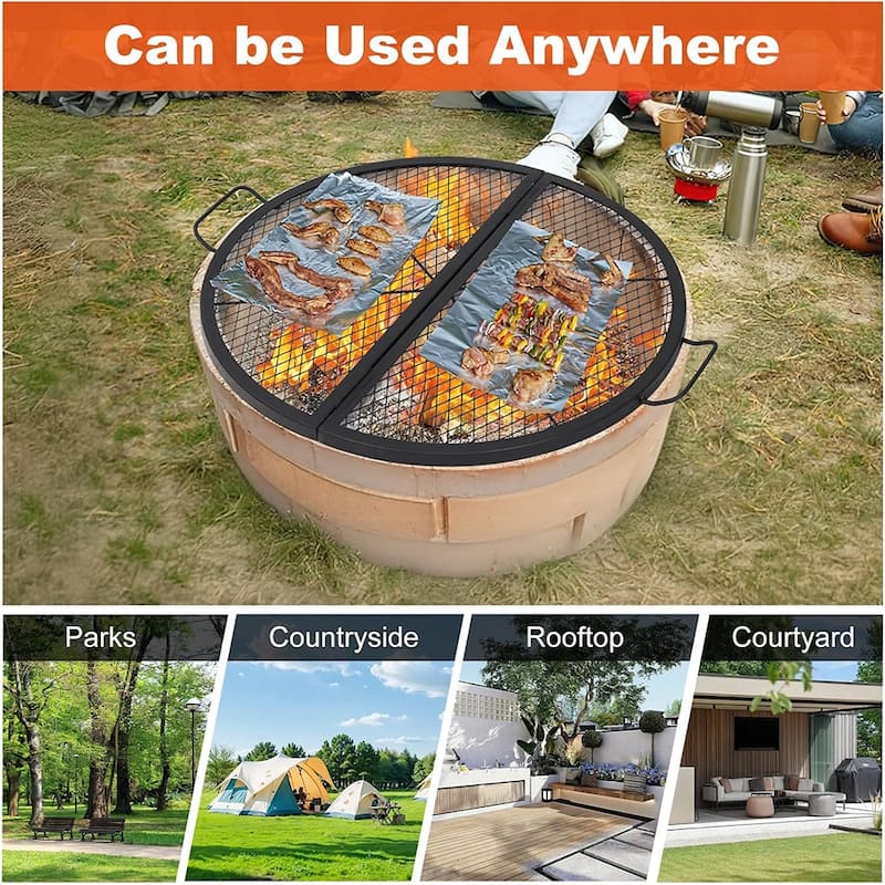 Foldable Fire Pit Cooking Grill Grate Camping Cookware