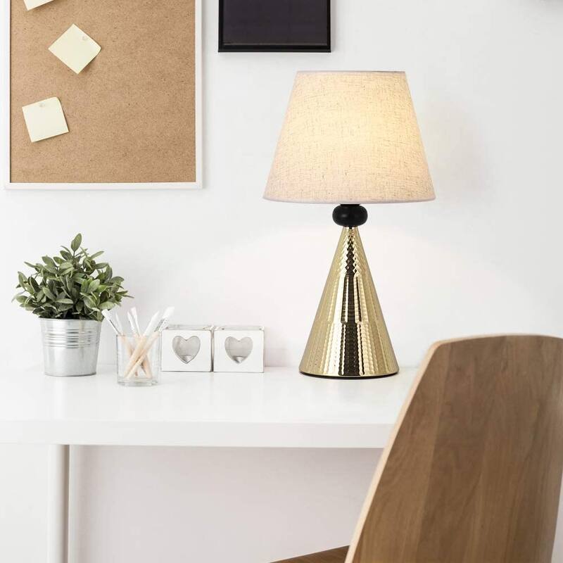 Modern Table Lamps Set of 2 with Hammered Metal Base - 2 PCS