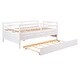 preview thumbnail 7 of 7, White Solid Pine Wood Low Loft Bed Full Size with Safety Fence