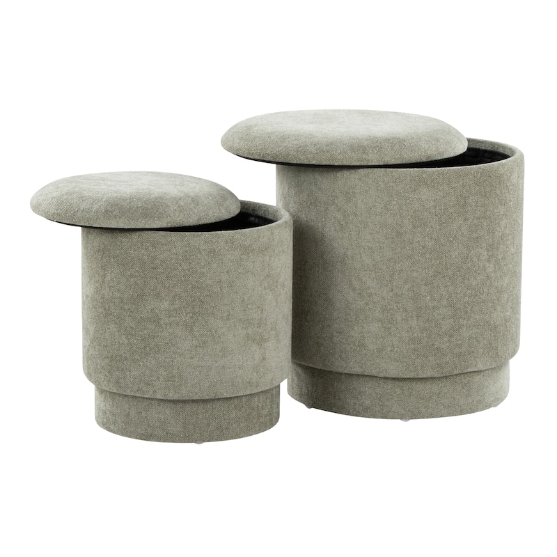 Marla Upholstered Contemporary Ottoman Set in Fabric by LumiSource