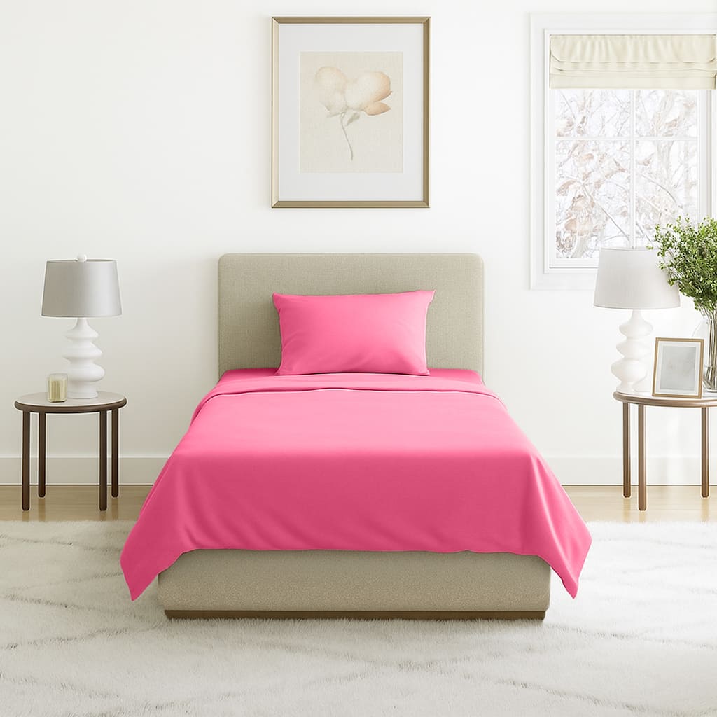 Lavish Home 3-Piece Brushed Microfiber Twin Sheet and Pillowcase Set (Pink)