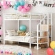 preview thumbnail 2 of 20, Modern Twin Over Twin Metal Bunk Bed With Lateral Storage Ladder and Wardrobe for Bedroom