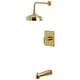 preview thumbnail 32 of 34, Kingston Brass Manhattan Single-Handle Pressure Balanced Tub and Shower Faucet Brushed Brass