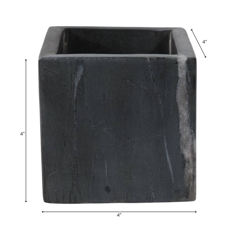 Marble Stone Storage Sculpted Design and Sleek Vertical Grooves - 4.0"