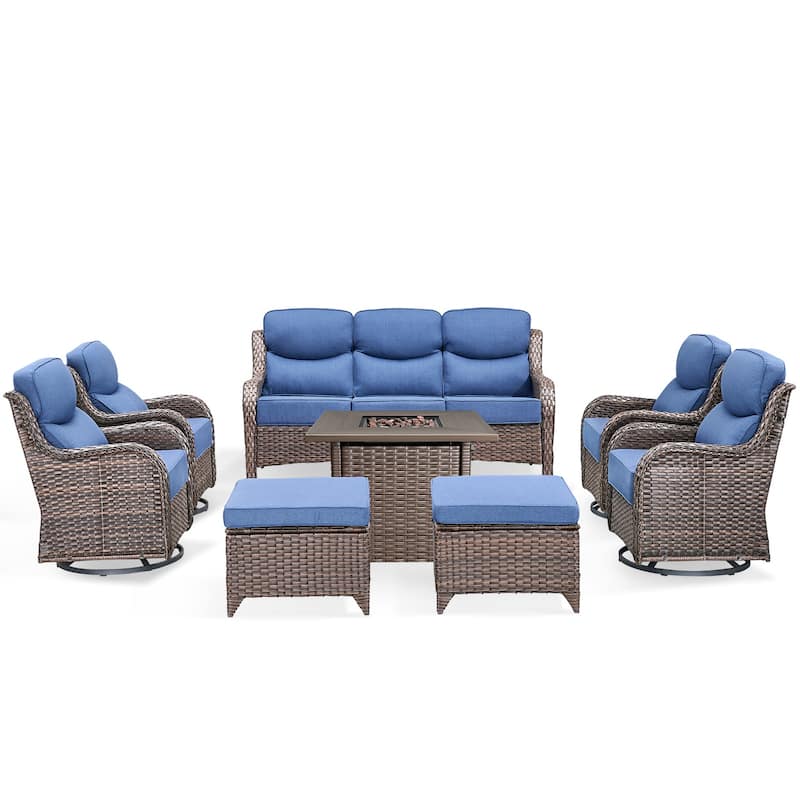 Pocassy Outdoor 6" Sofa Swivel Chairs with Fire Table Funiture