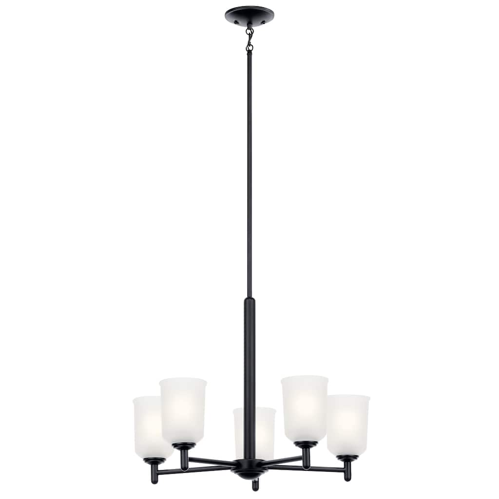 Kichler Lighting Shailene 5-Light Black Transitional Chandelier with Satin Etched Glass Shade
