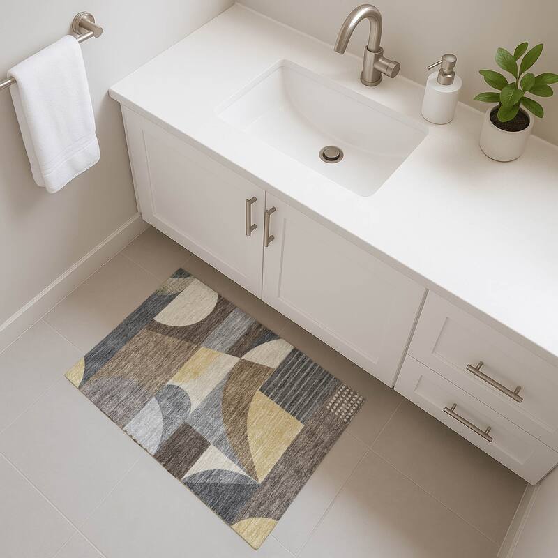 Premium Washable Super Soft Abstract Geo Mayfield Rug - Brown - 1'8" x 2'6"