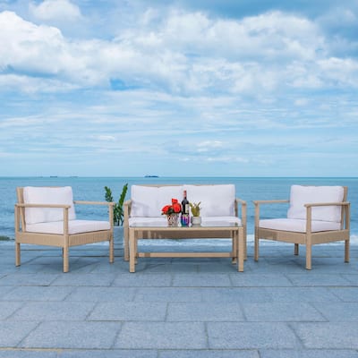 SAFAVIEH Outdoor Garnen 4-Piece Wicker Living Set - 51"W x 30"D x 30"H