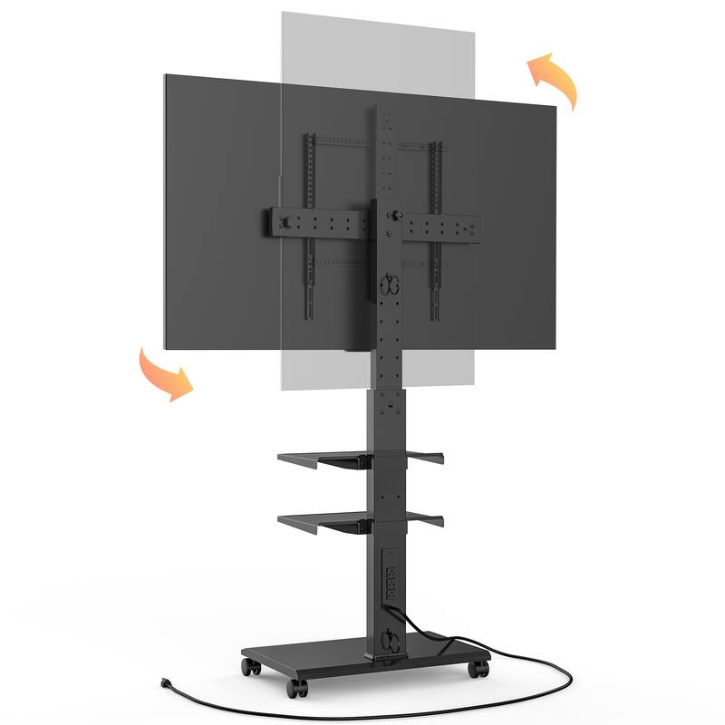 FITUEYES Rolling TV Stand with Wheels For 32-70 Inch TVs, with Power Outlet and Two Shelf TV Console ,Hold Up To 88 Lbs