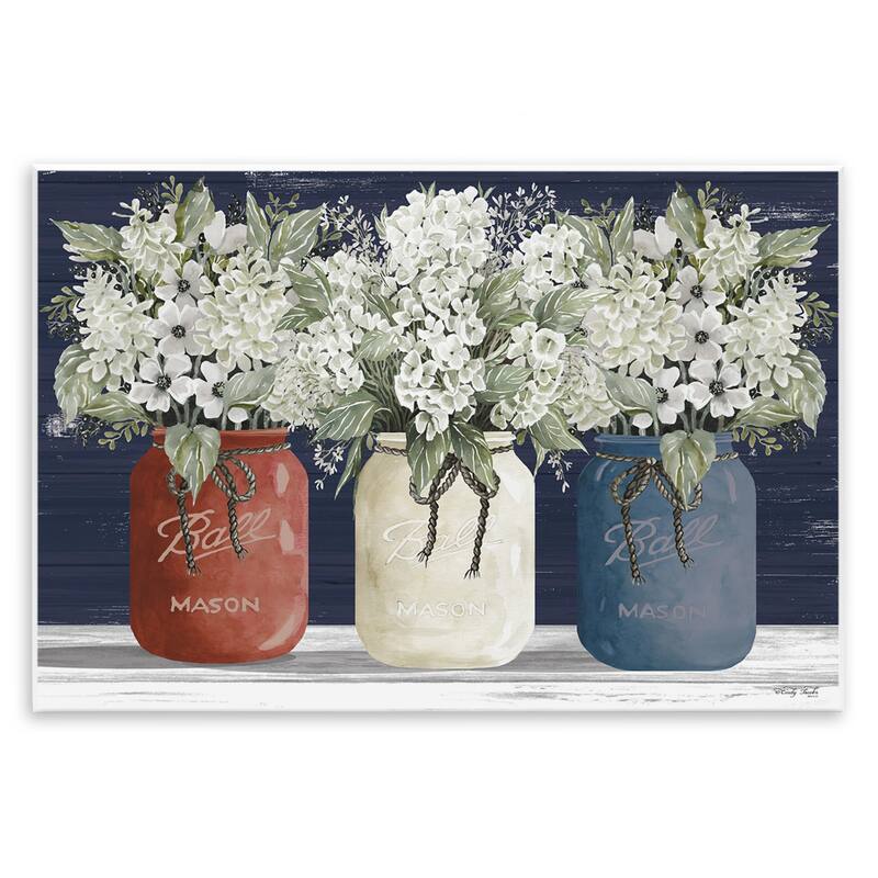 Stupell Americana Floral Bouquets Rustic Flowers Wall Art - Blue