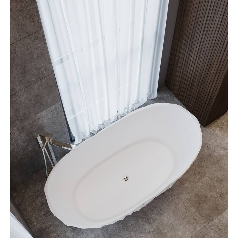 Knightsbrook 64" Freestanding Soaking Solid Surface Bathtub