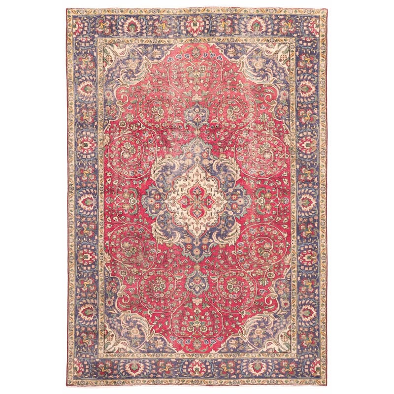 ECARPETGALLERY Hand-knotted Antalya Vintage Red Wool Rug - 6'7 x 9'8
